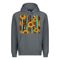 Rock western sunflower cactus serape and cowhide Premium Hoodie - Artiststas