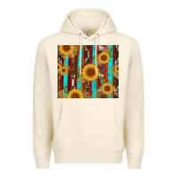Sandshell western sunflower cactus serape and cowhide Premium Hoodie - Artiststas