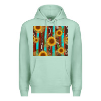 Seafoam western sunflower cactus serape and cowhide Premium Hoodie - Artiststas