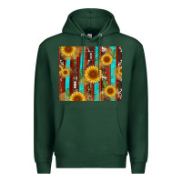 Sports Green western sunflower cactus serape and cowhide Premium Hoodie - Artiststas