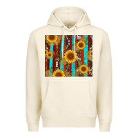 Tofu western sunflower cactus serape and cowhide Premium Hoodie - Artiststas