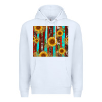 White western sunflower cactus serape and cowhide Premium Hoodie - Artiststas
