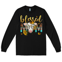 Black Western Blessed Mom Baby Calf Mother's Day Long Sleeve Tee - LillyAllenDesigns