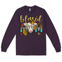 Plum Western Blessed Mom Baby Calf Mother's Day Long Sleeve Tee - LillyAllenDesigns