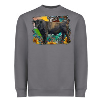 Storm black angus bull with aztec and farm background Heavyweight Sweatshirt - RanaPortraitStore