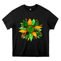 Black St. Patrick's sunflower Heavy Core Tee - OliviaCreatesArt