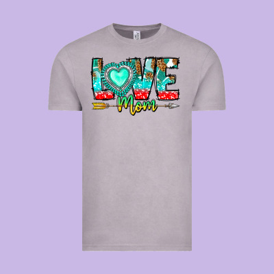 Love Mom Vintage Tee Designed By Cowhidedigitalart