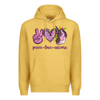 Antique Gold Peace Love Unicorn Premium Hoodie - Jasminsmagicworld