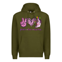 Army Green Peace Love Unicorn Premium Hoodie - Jasminsmagicworld