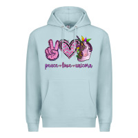 Blue Mist Peace Love Unicorn Premium Hoodie - Jasminsmagicworld