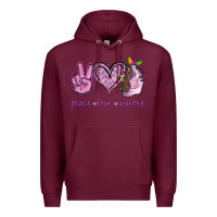 Burgundy Peace Love Unicorn Premium Hoodie - Jasminsmagicworld