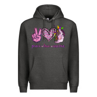 Charcoal Heather Peace Love Unicorn Premium Hoodie - Jasminsmagicworld
