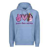 Colony Blue Peace Love Unicorn Premium Hoodie - Jasminsmagicworld