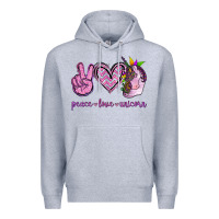 Heather Grey Peace Love Unicorn Premium Hoodie - Jasminsmagicworld