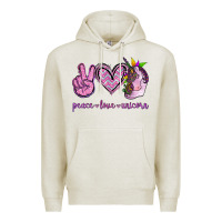 Oatmeal Heather Peace Love Unicorn Premium Hoodie - Jasminsmagicworld