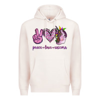 Pale Pink Peace Love Unicorn Premium Hoodie - Jasminsmagicworld