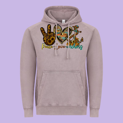 Peace Love Anchors Vintage Hoodie Designed By Racoondesign