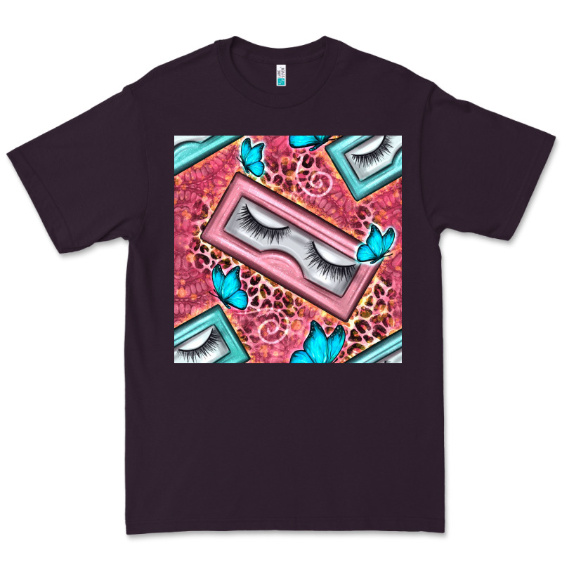 Cosmetic Fake Eyelashes And Butterfly With Leopard Seamless Pattern Bb Premium Tee by BundleAndBundleShop | Teevron