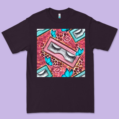 Cosmetic Fake Eyelashes And Butterfly With Leopard Seamless Pattern Bb Premium Tee Designed By Bundleandbundleshop