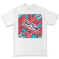 White cosmetic fake eyelashes and butterfly with leopard seamless pattern bb Premium Tee - BundleAndBundleShop
