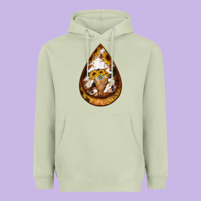 Sunflower Tooled Leather Bullskull Teardrop Earrings Heavyweight Hoodie Designed By Jasminsmagicworld