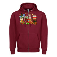 Burgundy Christmas coffee cups with Chihuahua Zipper Hoodie - RanaPortraitStore