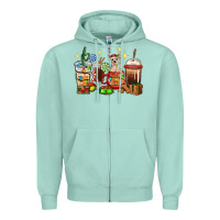 Seafoam Christmas coffee cups with Chihuahua Zipper Hoodie - RanaPortraitStore