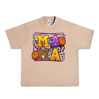 Burro Purple and gold Basketball leopard frame Mama Urban Heavy Tee - LillyAllenDesigns