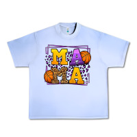 Grape Ice Purple and gold Basketball leopard frame Mama Urban Heavy Tee - LillyAllenDesigns