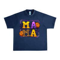 Navy Purple and gold Basketball leopard frame Mama Urban Heavy Tee - LillyAllenDesigns
