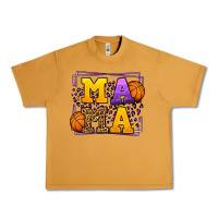 Peanut Butter Purple and gold Basketball leopard frame Mama Urban Heavy Tee - LillyAllenDesigns