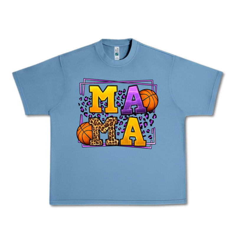 Purple And Gold Basketball Leopard Frame Mama Urban Heavy Tee by LillyAllenDesigns | Teevron