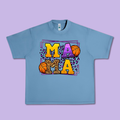 Purple And Gold Basketball Leopard Frame Mama Urban Heavy Tee Designed By Lillyallendesigns