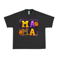 Pigment Black Purple and gold Basketball leopard frame Mama Urban Heavy Tee - LillyAllenDesigns