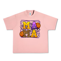 Salmon Purple and gold Basketball leopard frame Mama Urban Heavy Tee - LillyAllenDesigns
