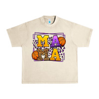 Sandshell Purple and gold Basketball leopard frame Mama Urban Heavy Tee - LillyAllenDesigns