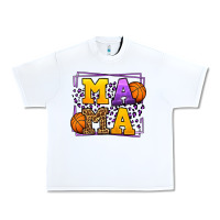 White Purple and gold Basketball leopard frame Mama Urban Heavy Tee - LillyAllenDesigns