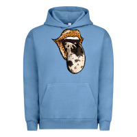 Pigment Pebble Blue Western Leopard Cowhide Tongue Urban Hoodie - Jasminsmagicworld