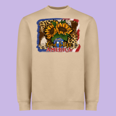 Patriotic Sunflower God Bless America Heavyweight Sweatshirt Designed By Jasminsmagicworld
