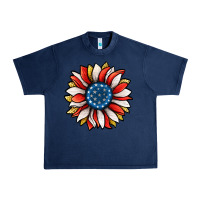 Navy Patriotic Sunflower Urban Heavy Tee - Jasminsmagicworld