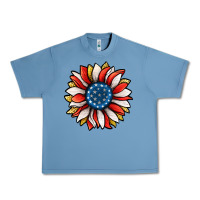 Pebble Blue Patriotic Sunflower Urban Heavy Tee - Jasminsmagicworld
