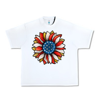 White Patriotic Sunflower Urban Heavy Tee - Jasminsmagicworld
