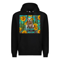 Black mama bear with sunflowers and cactus Premium Hoodie - Artiststas