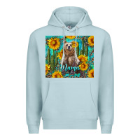 Blue Mist mama bear with sunflowers and cactus Premium Hoodie - Artiststas