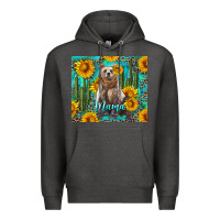 Charcoal Heather mama bear with sunflowers and cactus Premium Hoodie - Artiststas