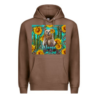 Chestnut mama bear with sunflowers and cactus Premium Hoodie - Artiststas