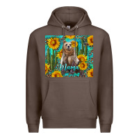 Coffee mama bear with sunflowers and cactus Premium Hoodie - Artiststas