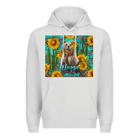 Dove Grey mama bear with sunflowers and cactus Premium Hoodie - Artiststas
