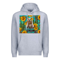 Heather Grey mama bear with sunflowers and cactus Premium Hoodie - Artiststas