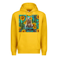 Lemon mama bear with sunflowers and cactus Premium Hoodie - Artiststas